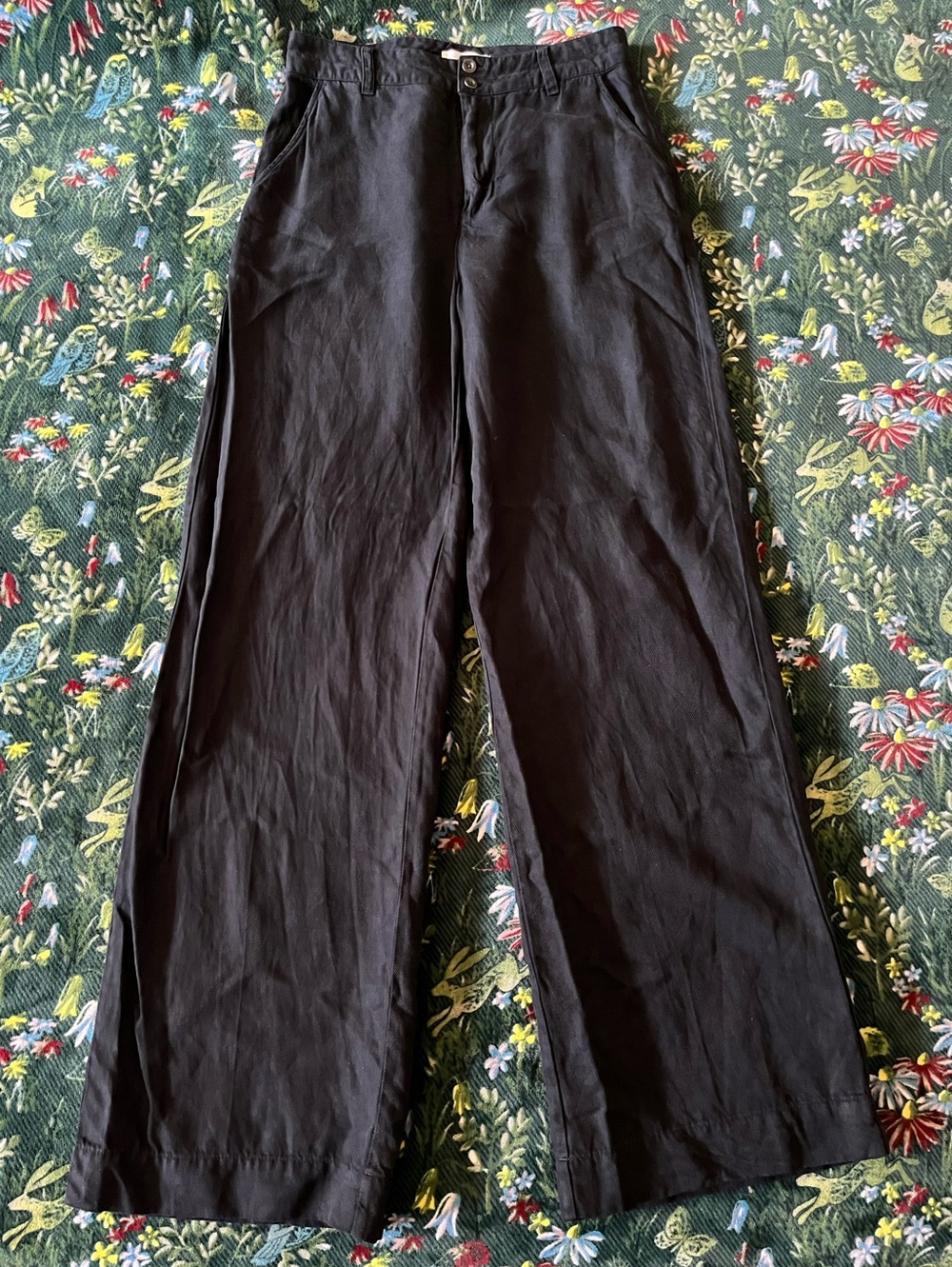 cloth & stone Black Wide-Leg Trousers Size 27
